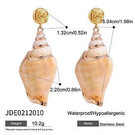 Серьги-гвоздики из ракушек 304 из нержавеющей стали и натуральных ракушек