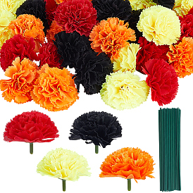 40Bags 4 Colors Cloth Artificial Flower, with Plastic and Iron Stem
