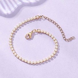 Браслеты-цепочки с квадратными звеньями из латунного когтя и АБС-пластика с имитацией жемчуга для женщин, с 304 удлинителями цепи из нержавеющей стали