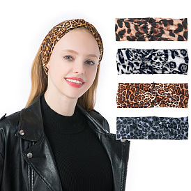 Fashion Leopard Print Cross Headband for Washing Face, Applying Makeup and Facial Masks