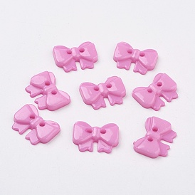 Acrylic Bowknot Buttons, 2-Hole, Dyed