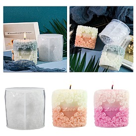 DIY Silicone Candle Molds, for Candle Making, Column with Flower