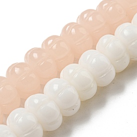 Hebras de cuentas teñidas de coral sintético, perlas de calabaza
