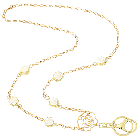 1ПК 304 подвесные украшения из нержавеющей стали с цепями-кабелями, с поворотными карабинами и кольцами из сплава, цветок