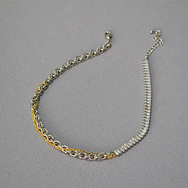 Colorful Chain Link Square Zircon Flash Diamond Collarbone Necklace