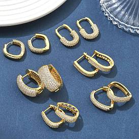 Латунные серьги-кольца из прозрачного кубического циркония