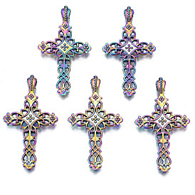 Подвеска из сплава цвета радуги с эмалью, без кадмия, без никеля и без свинца, крестик