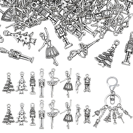 96Pcs 8 Styles Tibetan Style Alloy Pendants Sets