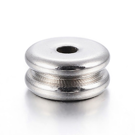 304 Stainless Steel Spacer Beads, Grooved Beads, Flat Round
