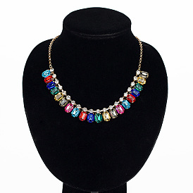 Colorful Crystal Inlaid Fashion Sweater Necklace Pendant for Women Christmas Gift N050