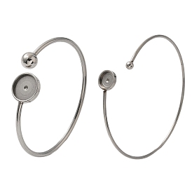 304 Stainless Steel Cuff Blank Bangle Bases with Round Tray
