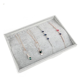 Plateau de présentation de colliers en velours, support organisateur de bijoux pour le stockage de collier, rectangle
