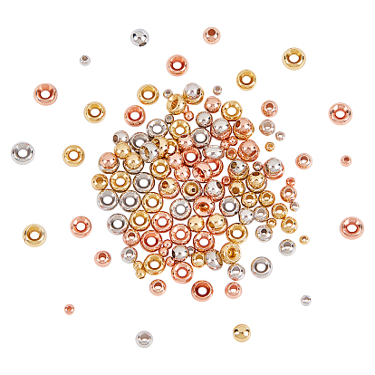 180Pcs 3 Sizes Brass Beads, Lead Free & Nickel Free & Cadmium Free, Donut/Pi Disc