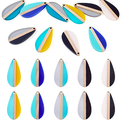 10 шт. 5 Цвета: прозрачные и непрозрачные, подвески из смолы и дерева, слеза, два тона