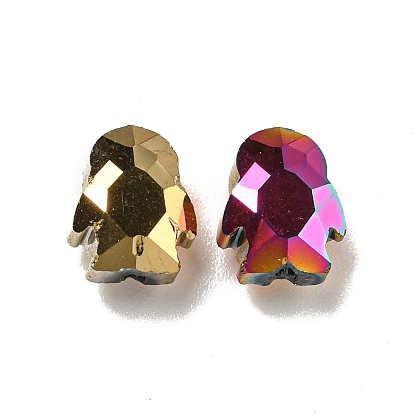 Гальванические стеклянные бусины, граненые, полное покрытие, пингвин