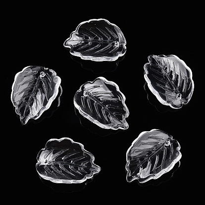 Прозрачные стеклянные бусины-лепестки, клубничный лист