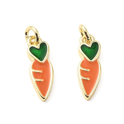 Латунь эмаль прелести, с прыжковых колец, морковные прелести, стойки покрытие, реальный 18 k позолоченный, без свинца и без кадмия, долговечный