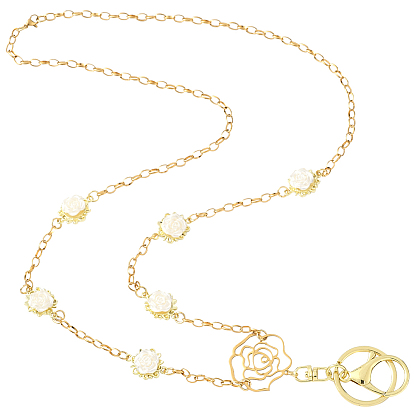 1ПК 304 подвесные украшения из нержавеющей стали с цепями-кабелями, с поворотными карабинами и кольцами из сплава, цветок