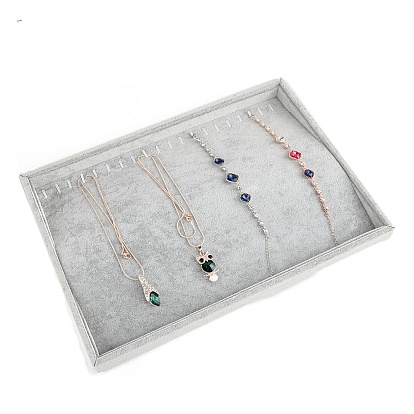 Velvet Necklace Display Tray, Jewelry Organizer Holder for Necklace Storage, Rectangle