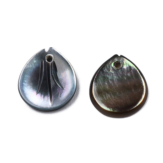 Natural Black Lip Shell Charms, Petal