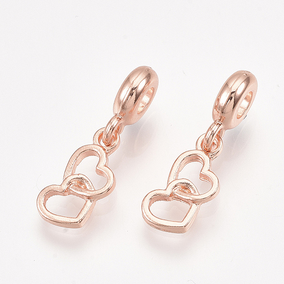 Сплав европейские подвески с подвесками, Подвески с большими отверстиями, сердце