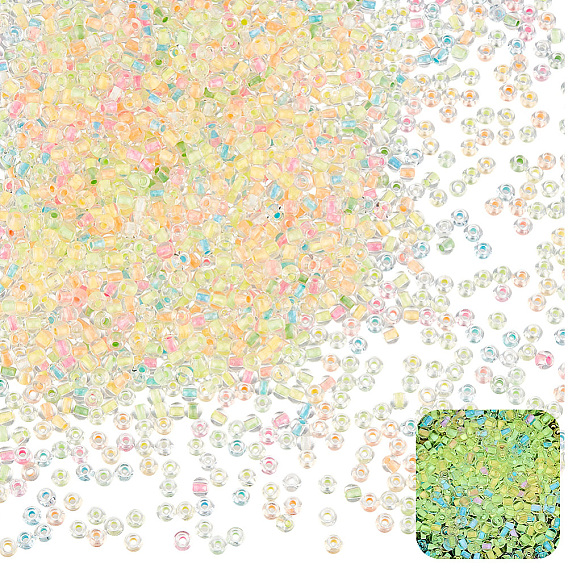 2000 Uds cuentas de semillas de vidrio, luminoso, dentro de los colores, brillan en la oscuridad, rondo