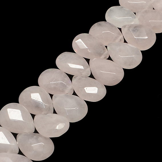 Faceted Teardrop Natural Rose Quartz Bead Strands