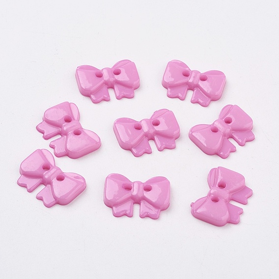 Acrylic Bowknot Buttons, 2-Hole, Dyed
