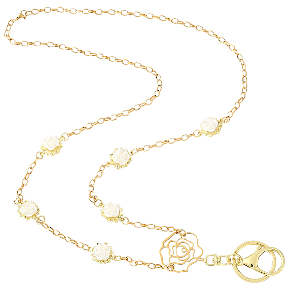 1ПК 304 подвесные украшения из нержавеющей стали с цепями-кабелями, с поворотными карабинами и кольцами из сплава, цветок