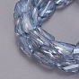 Electroplate Glass Beads Strands, Pearl Luster Plated, Faceted, Twisted Teardrop