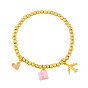 Fun and Cute Coffee Cup Airplane Heart Bead Bracelet for Trendy European Style