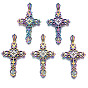 Подвеска из сплава цвета радуги с эмалью, без кадмия, без никеля и без свинца, крестик
