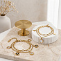 304 Stainless Steel Crystal Rhinestone & Acrylic 2-strand Bracelets for Women, Golden