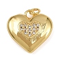 Латунные микро проложить кубического циркония подвески, прелести в форме сердца, стойки покрытие, без кадмия и без свинца, долговечный, с целью перехода в кольце