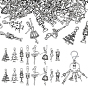96Pcs 8 Styles Tibetan Style Alloy Pendants Sets
