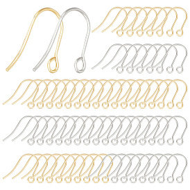 200 шт. 2 цвета 304 крючки для серег из нержавеющей стали, провод уха, с горизонтальной петлей