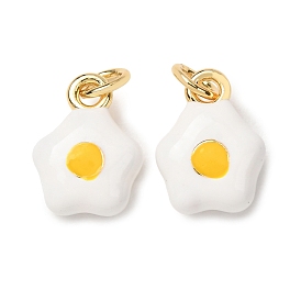Brass Enamel Pendants, Flower Charms, Lead Free & Cadmium Free, Long-Lasting Plated, Rack Plating