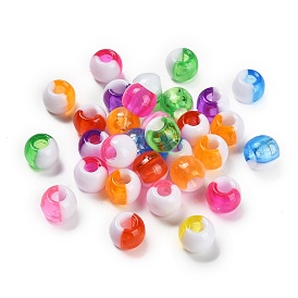 Two Tone Opaque Acrylic European Beads, Large Hole Beads, Rondelle