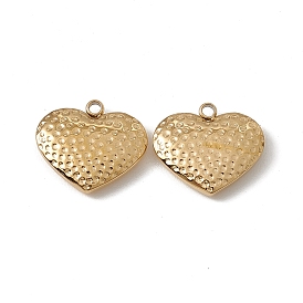 Vacuum Plating 201 Stainless Steel Charms, Textured, Heart Charm