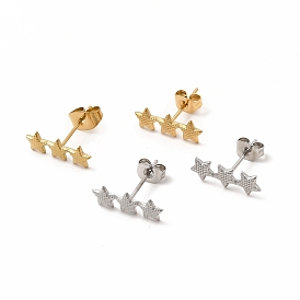 304 Stainless Steel Star Stud Earrings for Women