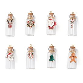 8 шт. рождественские стеклянные подвески в виде бутылок с желаниями, с эмалевой фурнитурой из сплава и железной петлей, разнообразные