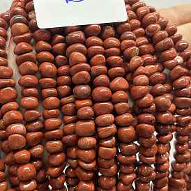 Нити натуральных бусин из красного язепера, самородки