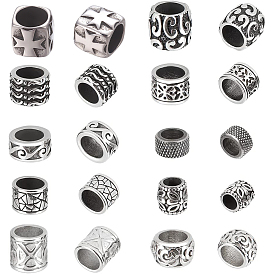 10шт 10 стиль 304 европейские бусины из нержавеющей стали, бусины с большим отверстием, колонна, рондель и бочка