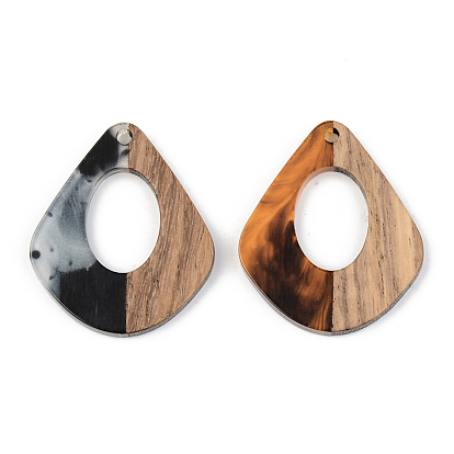 Resin & Walnut Wood Pendants, Teardrop