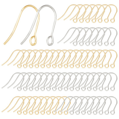 200 шт. 2 цвета 304 крючки для серег из нержавеющей стали, провод уха, с горизонтальной петлей