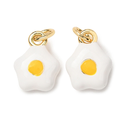 Brass Enamel Pendants, Flower Charms, Lead Free & Cadmium Free, Long-Lasting Plated, Rack Plating