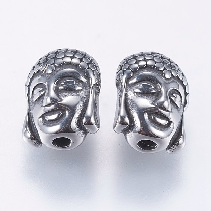 304 Stainless Steel Beads, Reversible, Buddha