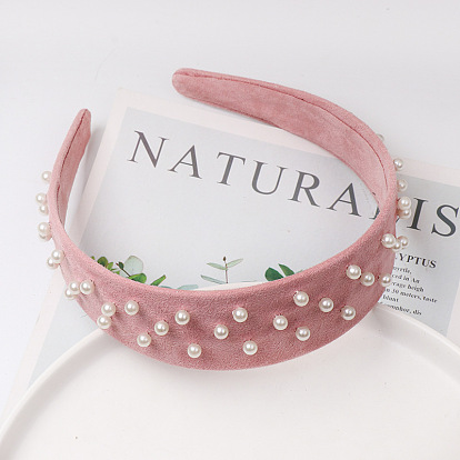 Colorful Wide Headband with Velvet Studs and Beads for Women - 90034