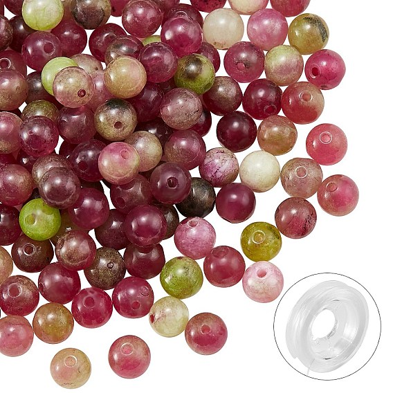 Наборы для изготовления браслетов своими руками, 200 шт 6 мм окрашенные круглые натуральные белые нефритовые бусины и плоская эластичная нить