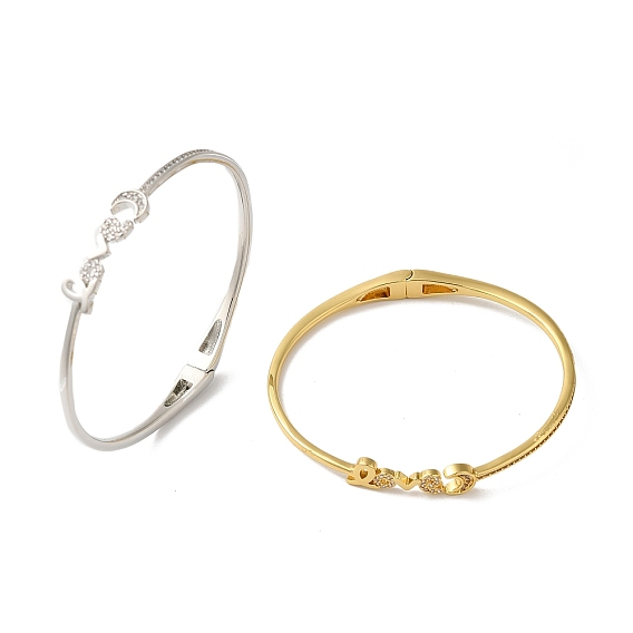 Браслеты из латуни с микро-паве, прозрачный кубический цирконий, шарнирные браслеты с надписью Love Word, без кадмия и без свинца, долговечный